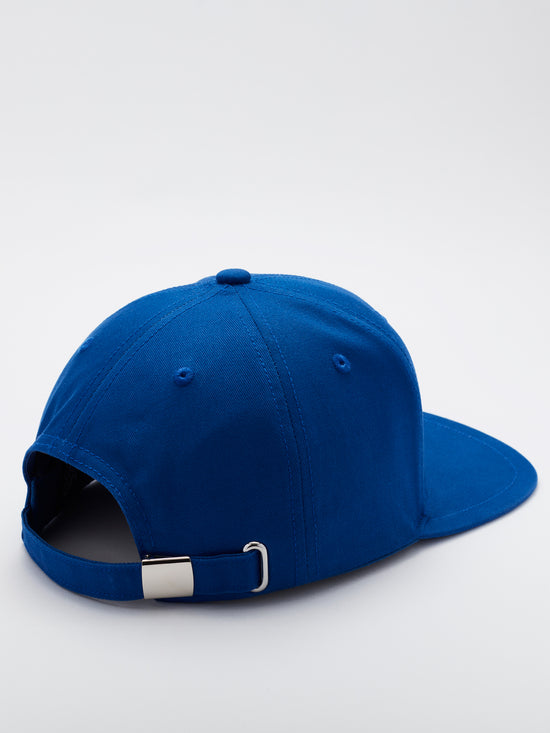 MOOD Caps - XX smiley face baseball cap flat brim in blue color back view