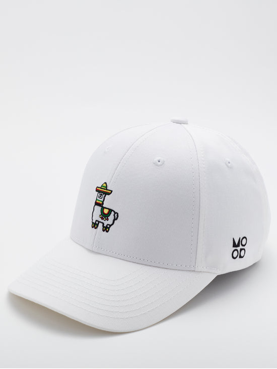 MOOD Brand - Mexillama baseball cap in white color - side view