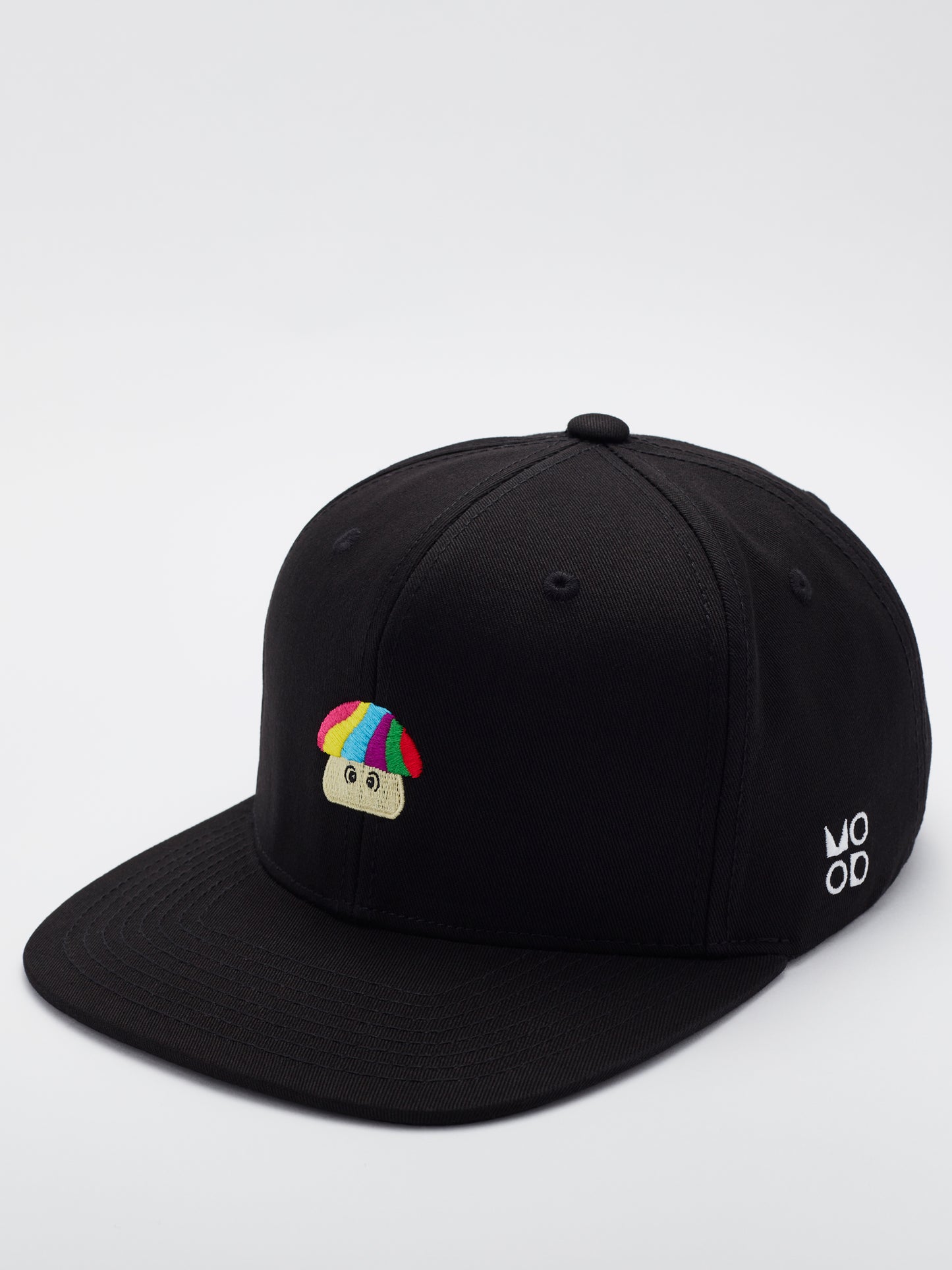 MOOD Brand - Shroom OG baseball cap in black flat brim - side view